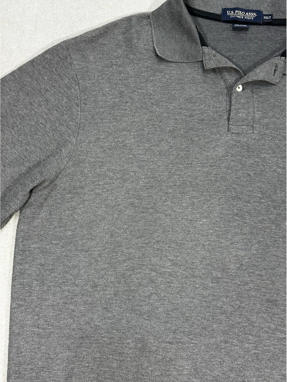 U.S. Polo Assn Polo Shirt Mens 2XLT Gray Ultimate Pique Short Sleeve Casual